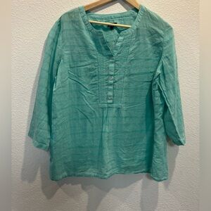 Talbots Teal Button-Front Blouse